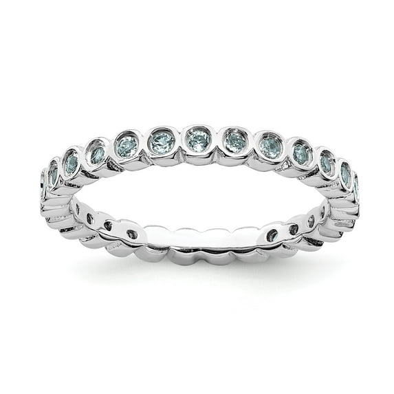 Sterling Silver Stackable Expressions Aquamarine Ring - Size 10
