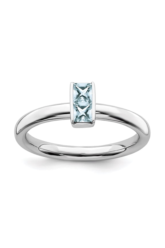 Sterling Silver Stackable Expressions Aquamarine Ring