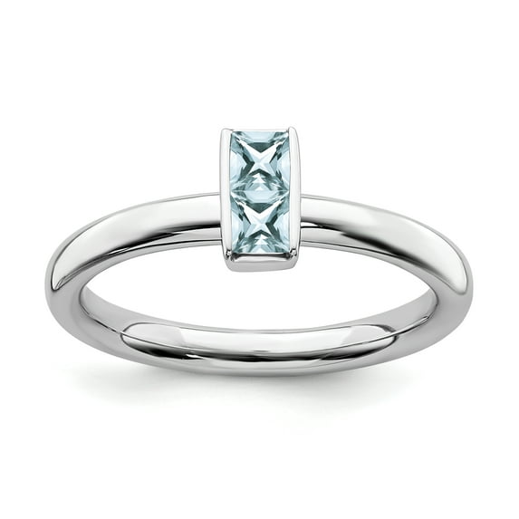 Sterling Silver Stackable Expressions Aquamarine Ring