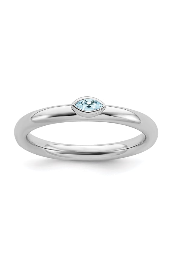 Sterling Silver Stackable Expressions Aquamarine Ring