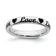 thumbnail image 1 of Sterling Silver Stackable Expressions Black Enamel Love Ring - Size 7, 1 of 3