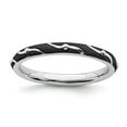 thumbnail image 1 of Sterling Silver Stackable Expressions Black Enamel Swirl Ring Size 7, 1 of 5