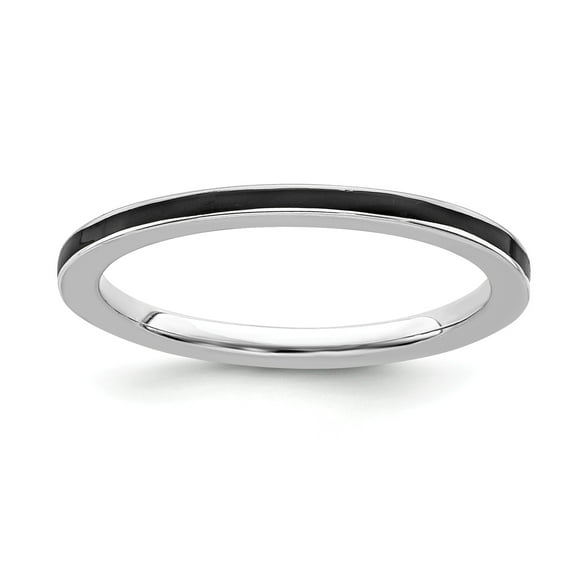 Sterling Silver Stackable Expressions Black Enameled 1.5mm Ring - Size 8