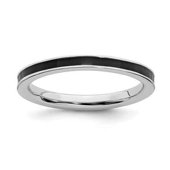 Sterling Silver Stackable Expressions Black Enameled 2.25mm Ring