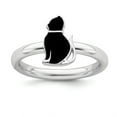thumbnail image 1 of Sterling Silver Stackable Expressions Black Enameled Cat Ring, 1 of 1