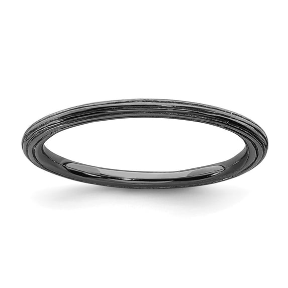 Sterling Silver Stackable Expressions Black Plated Step Down Ring Size 7
