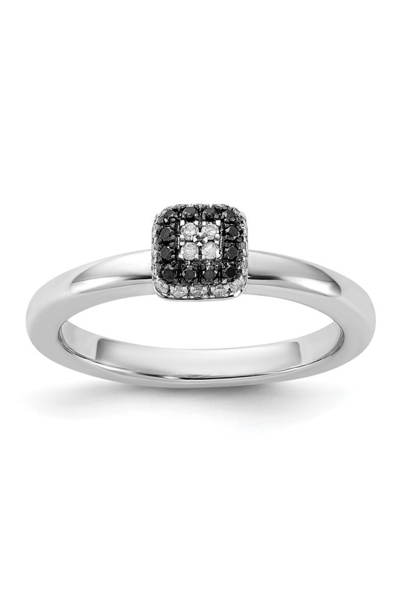 Sterling Silver Stackable Expressions Black & White Diamond Ring