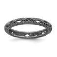 thumbnail image 1 of Sterling Silver Stackable Expressions Black-plated Carved Ring, 1 of 1