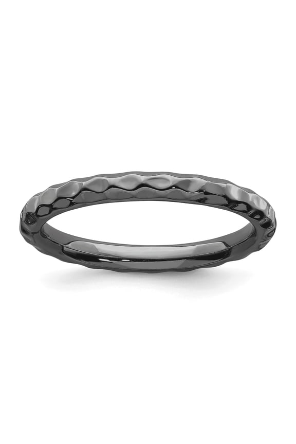 Sterling Silver Stackable Expressions Black-plated Rice Ring - Size 5