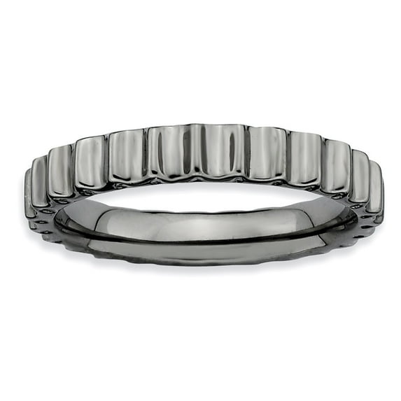 Sterling Silver Stackable Expressions Black-plated Ring - Size 10