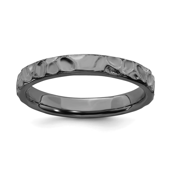 Sterling Silver Stackable Expressions Black-plated Ring - Size 7