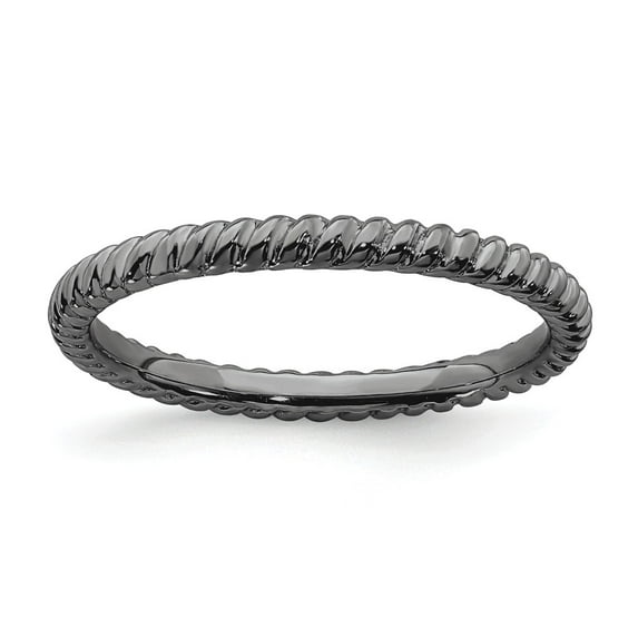 Sterling Silver Stackable Expressions Black-plated Twisted Ring
