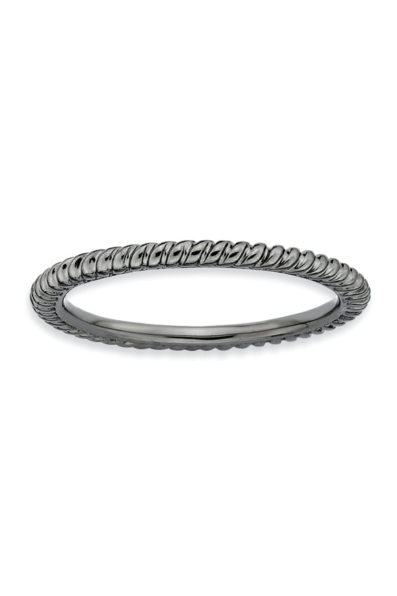 Sterling Silver Stackable Expressions Black-plated Twisted Ring