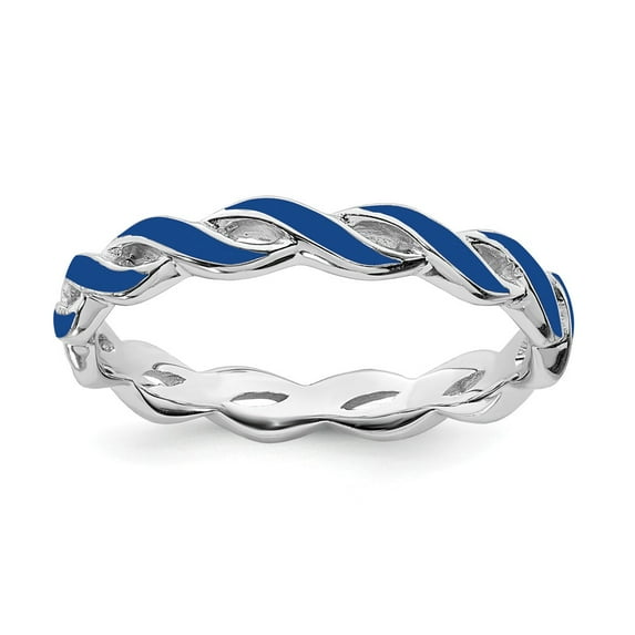 Sterling Silver Stackable Expressions Blue Enamel Braided Ring Size 5