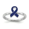thumbnail image 1 of Sterling Silver Stackable Expressions Blue Enameled Awareness Ribbon Ring - Size 10, 1 of 3