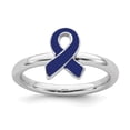 thumbnail image 1 of Sterling Silver Stackable Expressions Blue Enameled Awareness Ribbon Ring, 1 of 1