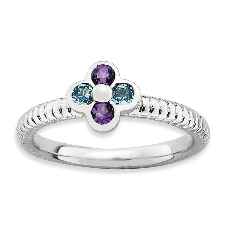 Sterling Silver Stackable Expressions Amethyst Flower Ring Sterling Silver Stackable Expressions Amethyst Flower Ring