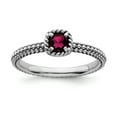 thumbnail image 1 of Sterling Silver Stackable Expressions Checker-cut Cr Ruby Antiqued Ring - Size 10, 1 of 3