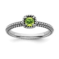 thumbnail image 1 of Sterling Silver Stackable Expressions Checker-cut Peridot Antiqued Ring - Size 6, 1 of 3