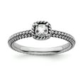 thumbnail image 1 of Sterling Silver Stackable Expressions Checker-cut White Topaz Antiqued Ring - Size 8, 1 of 3