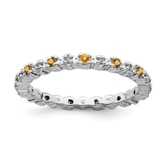 Sterling Silver Stackable Expressions Citrine & Diamond Ring - Size 5