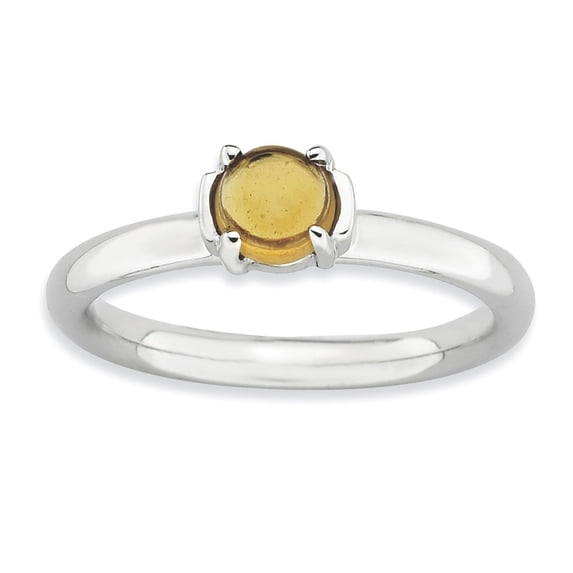 Sterling Silver Stackable Expressions Citrine Rhodium-plated Ring - Size 6