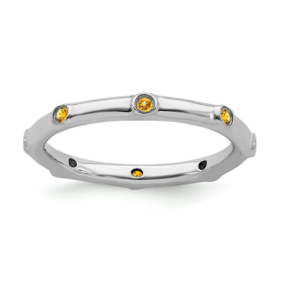 Sterling Silver Stackable Expressions Citrine Ring - Size 8