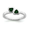 thumbnail image 1 of Sterling Silver Stackable Expressions Cr. Emerald Double Heart Ring, 1 of 1