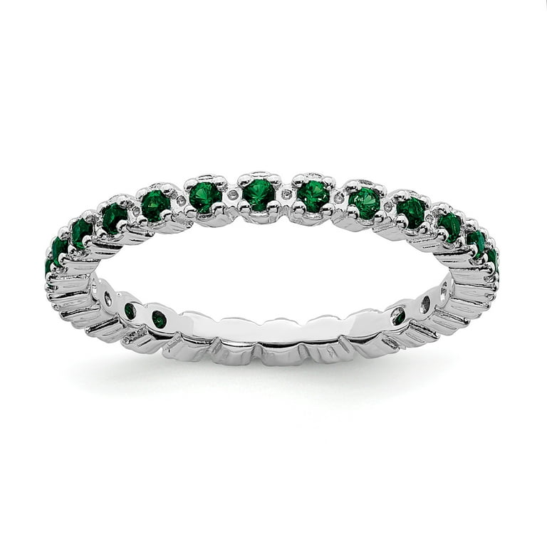 Sterling Silver Stackable Expressions Created Emerald Round Ring Sterling Silver Stackable Expressions Created Emerald Round Ring