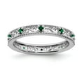 thumbnail image 1 of Sterling Silver Stackable Expressions Created Emerald Ring Size-8, 1 of 5