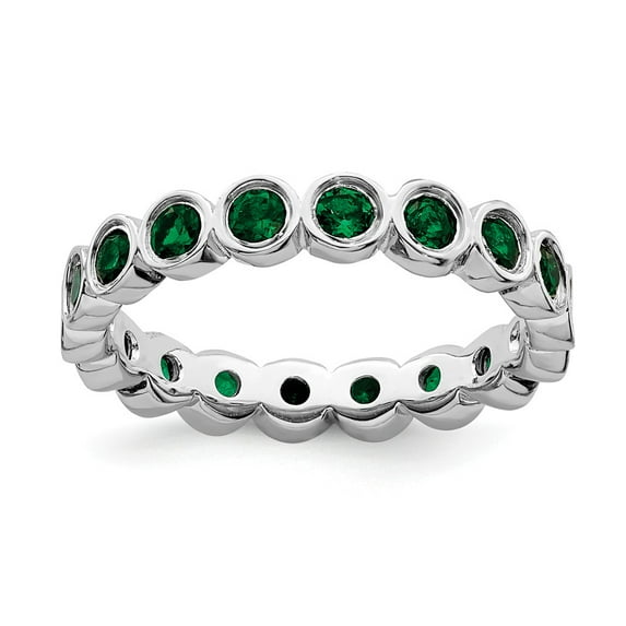 Sterling Silver Stackable Expressions Created Emerald Ring
