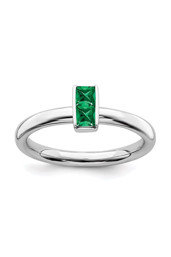 Sterling Silver Stackable Expressions Created Emerald Ring