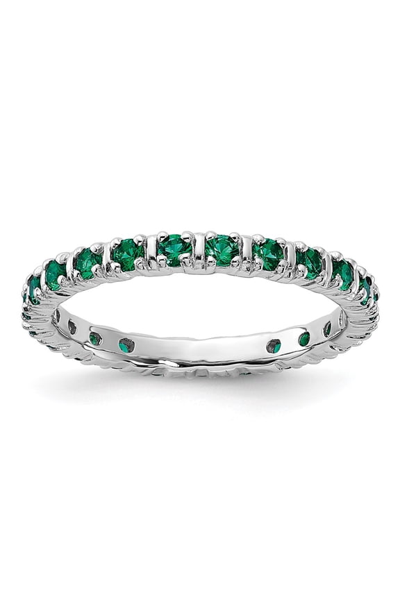 Sterling Silver Stackable Expressions Created Emerald Ring