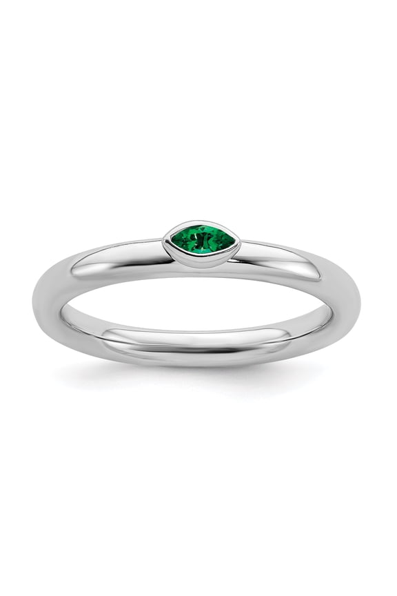 Sterling Silver Stackable Expressions Created Emerald Ring