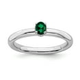 thumbnail image 1 of Sterling Silver Stackable Expressions Created Emerald Single Stone Ring - Size 7, 1 of 3