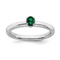 thumbnail image 1 of Sterling Silver Stackable Expressions Created Emerald Single Stone Ring, 1 of 1