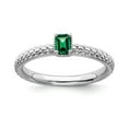 thumbnail image 1 of Sterling Silver Stackable Expressions Created Emerald Single Stone Ring, 1 of 1