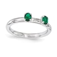 thumbnail image 1 of Sterling Silver Stackable Expressions Created Emerald Two Stone Ring - Size 6, 1 of 3