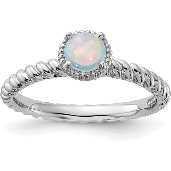 Sterling Silver Stackable Expressions Created Opal Ring - Ring Size 9.0