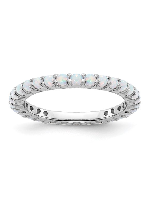 Sterling Silver Stackable Expressions Created Opal Ring