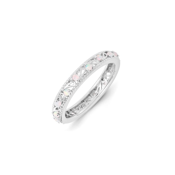 Sterling Silver Stackable Expressions Created Opal Ring