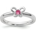 thumbnail image 1 of Sterling Silver Stackable Expressions Created Pink Sapphire Ring - Ring Size 5.0-3.0gm, 1 of 8