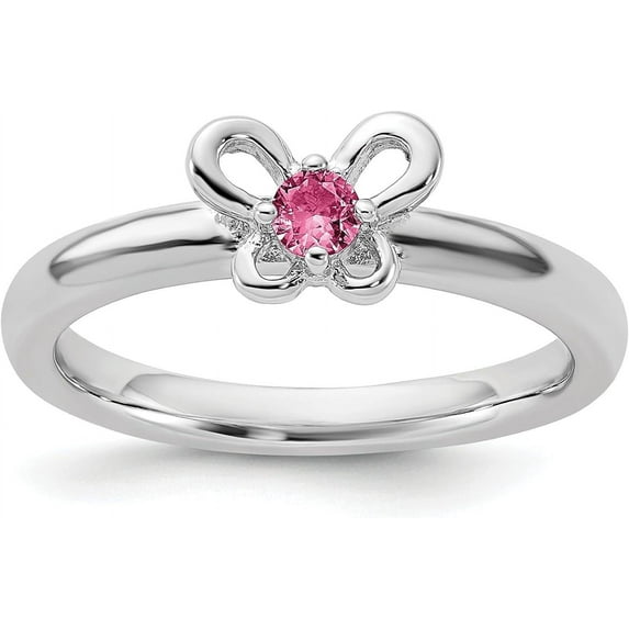 Sterling Silver Stackable Expressions Created Pink Sapphire Ring - Ring Size 7.0-3.0gm