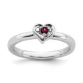 thumbnail image 1 of Sterling Silver Stackable Expressions Created Ruby Heart Ring - Size 6, 1 of 3