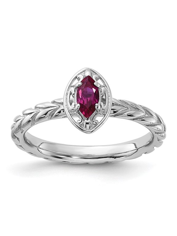 Sterling Silver Stackable Expressions Created Ruby Ring
