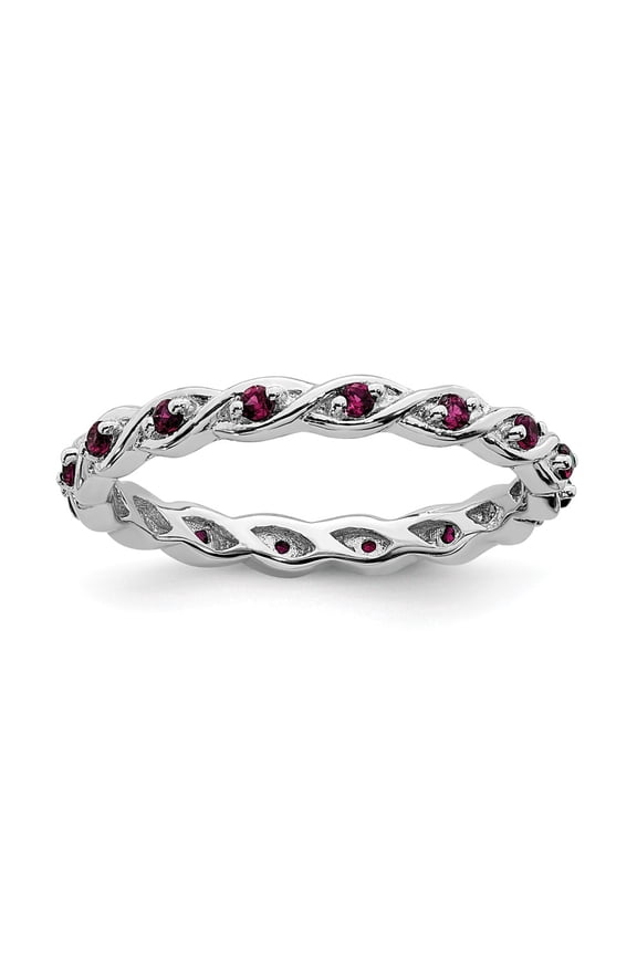Sterling Silver Stackable Expressions Created Ruby Ring
