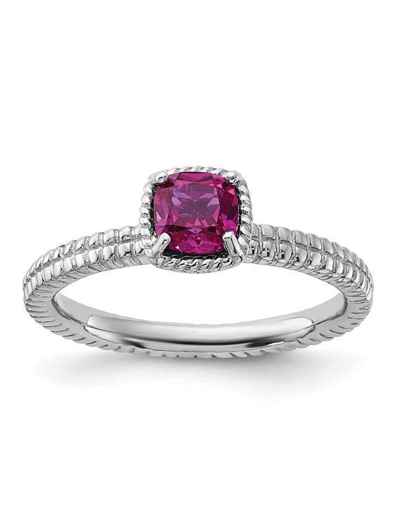 Sterling Silver Stackable Expressions Created Ruby Ring