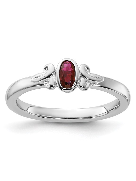Sterling Silver Stackable Expressions Created Ruby Ring