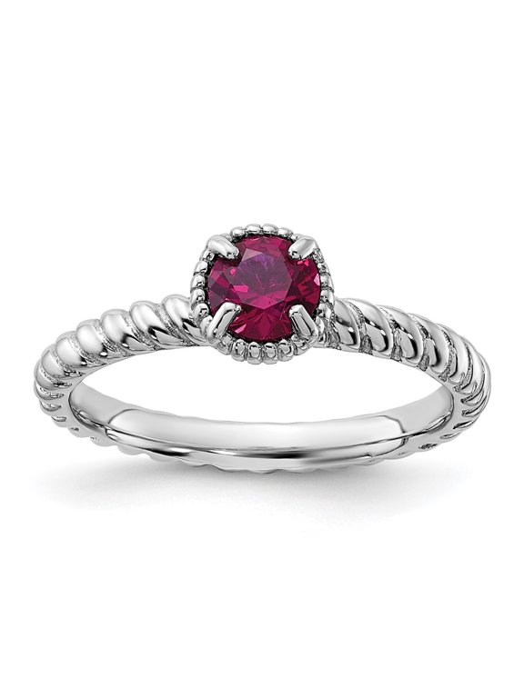 Sterling Silver Stackable Expressions Created Ruby Ring