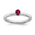 thumbnail image 1 of Sterling Silver Stackable Expressions Created Ruby Single Stone Ring - Size 7, 1 of 3